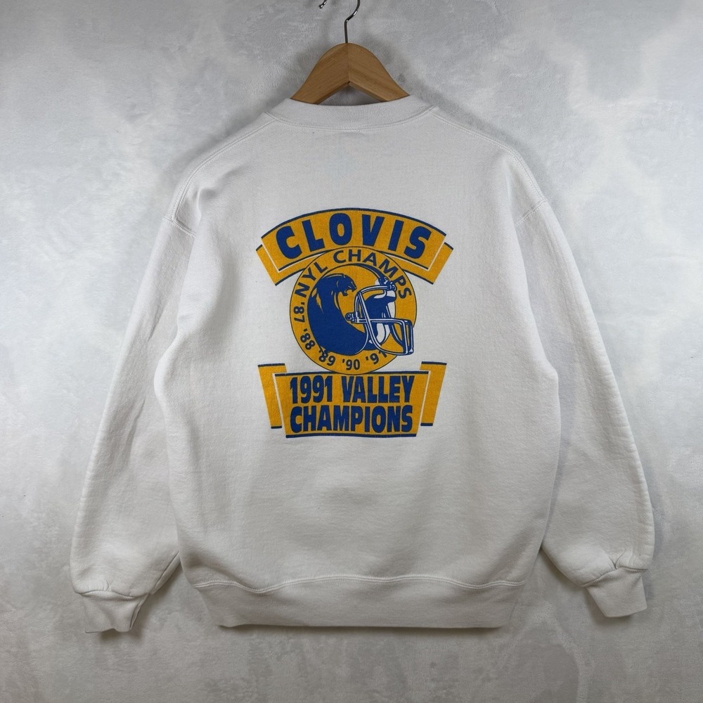 Vintage Russell Athletic 1991 Clovis Valley Champions Sweatshirt White Men L USA